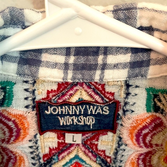 Johnny Was flannel button-down shirt - Picture 3 of 8
